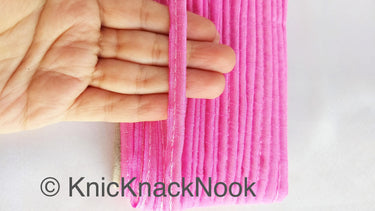 2mm Flanged Insertion Piping on 9mm Band, Pink Art Silk Fabric Trim